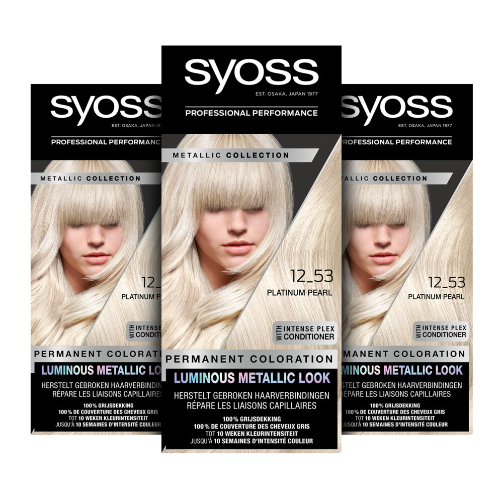 3x Syoss Metallics Haarverf 12-53 Platinum Pearl