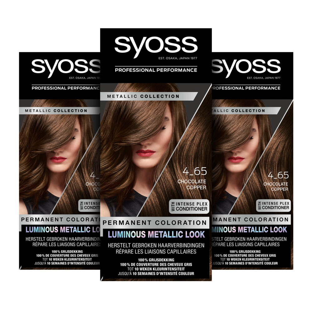 3x Syoss Metallics Haarverf 4-65 Chocolate Copper