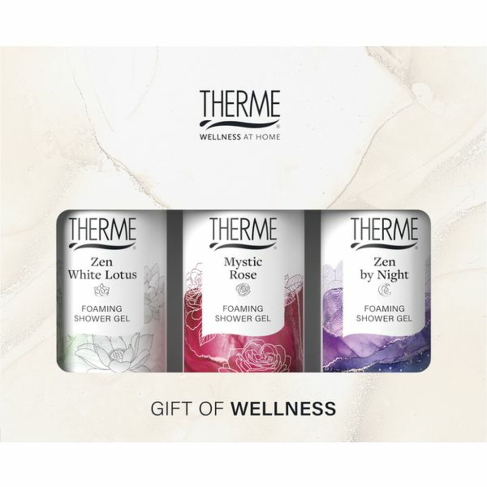 3x Therme Foaming Shower Favorites Geschenkset Zen White Lotus + Mystic Rose + Zen by Night 1 set