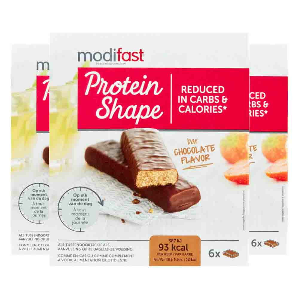 3x Modifast Protein Shape Reep Chocolade 6 x 27 gr
