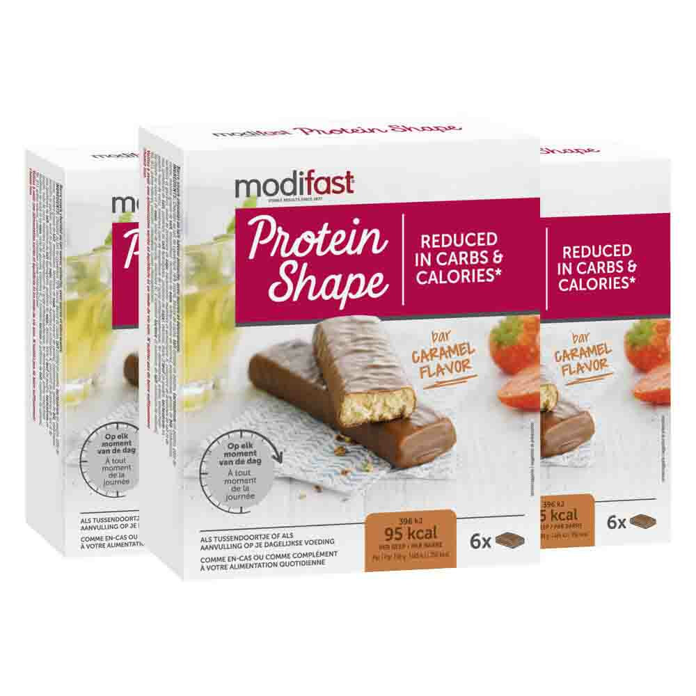 3x Modifast Protein Shape Reep Chocolade-Karamel 6 x 27 gr