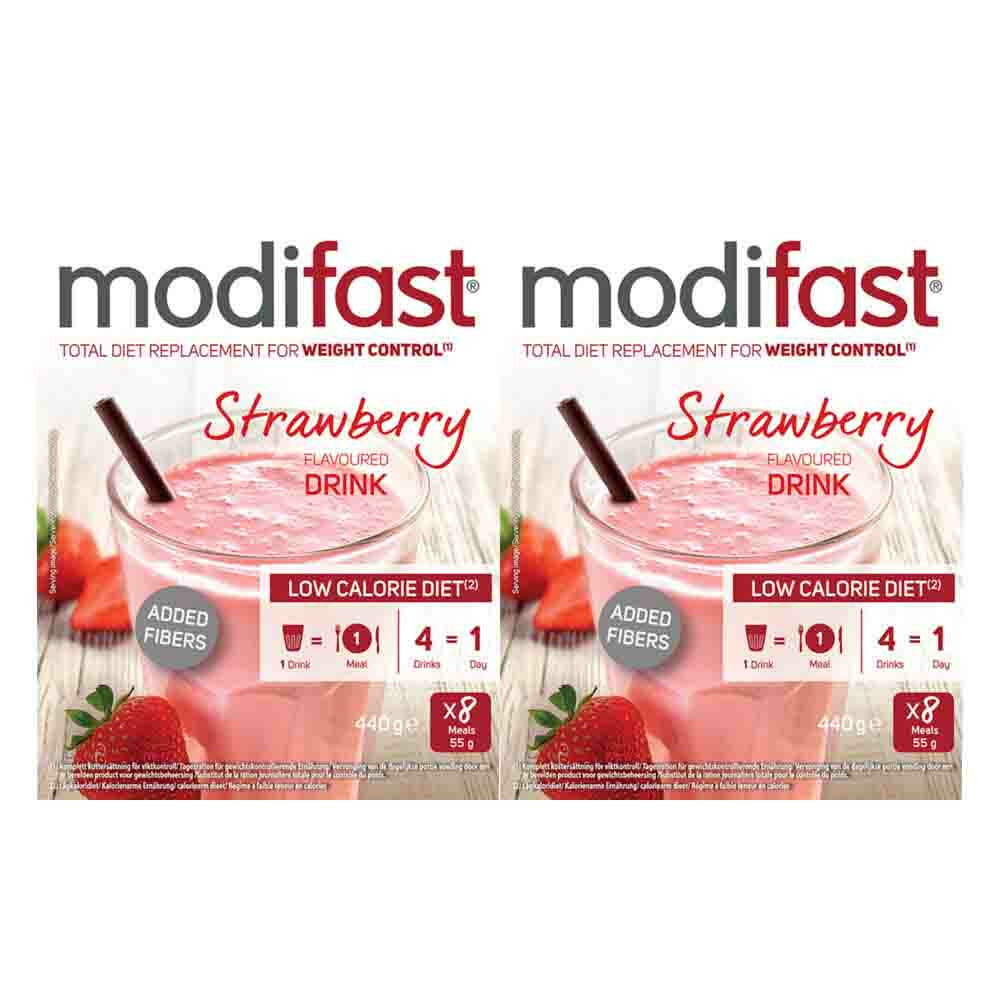 2x Modifast Intensive Milkshake Aardbei 8 x 55 gr