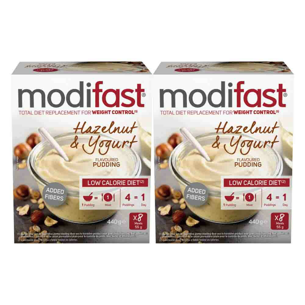 2x Modifast Intensive Pudding Yoghurt Hazelnoot 8 x 55 gr