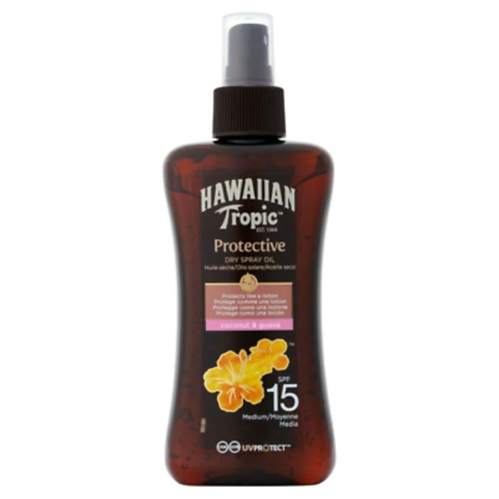 6x Hawaiian Tropic Zonnebrand Olie Spray Island Glow SPF15 200 ml