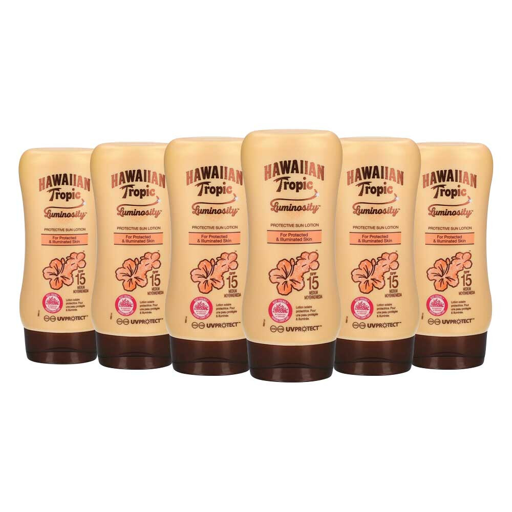 6x Hawaiian Tropic Luminosity Zonnebrand Lotion Medium SPF15 180 ml