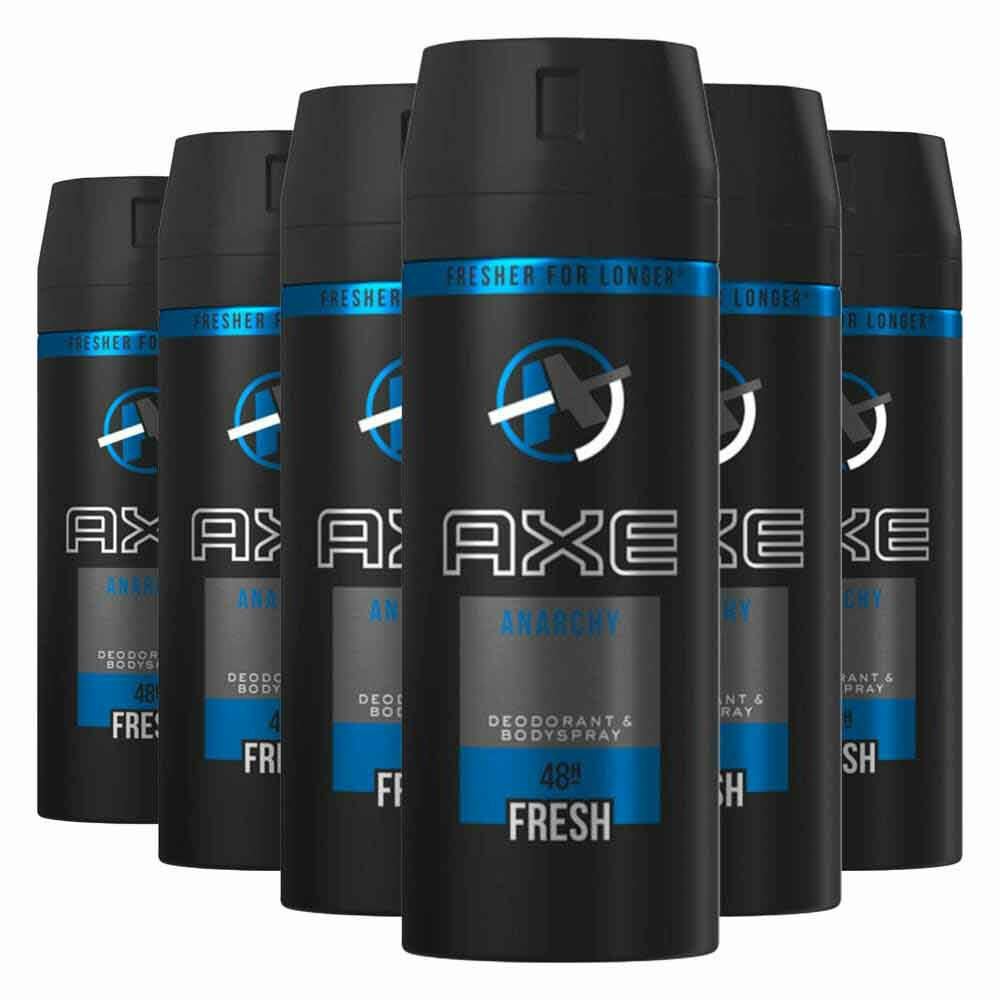 6x Axe Deodorant Bodyspray Anarchy for Him 150 ml