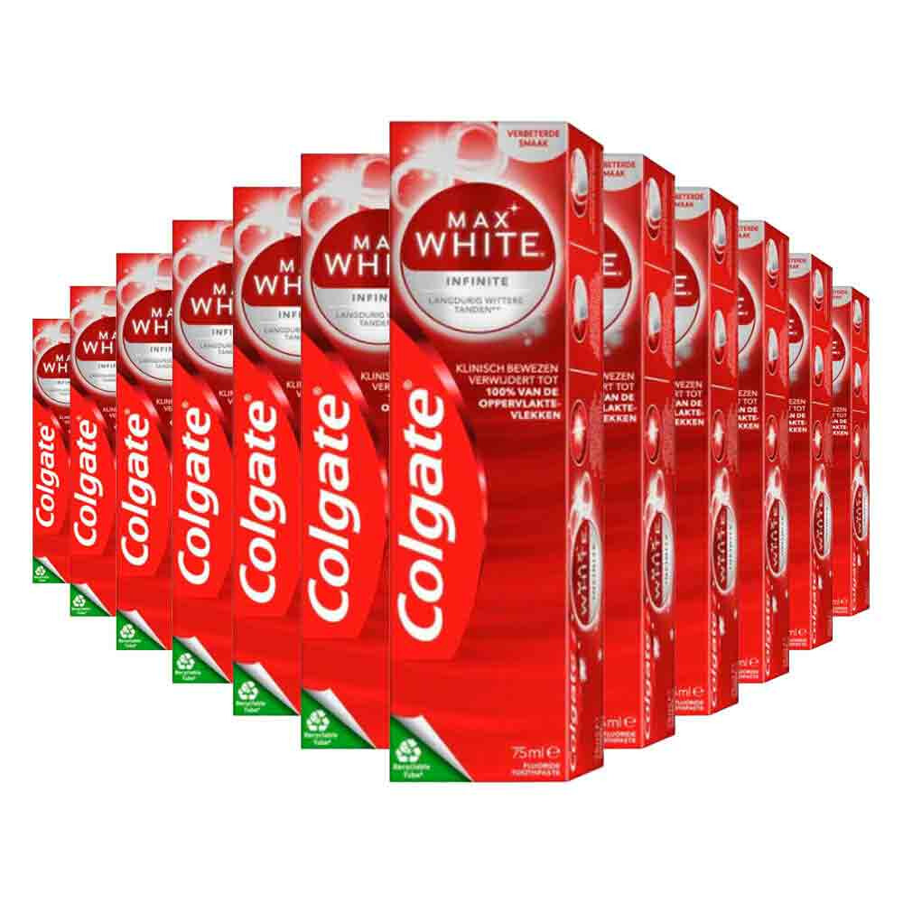12x Colgate Max White Tandpasta Infinite 75 ml