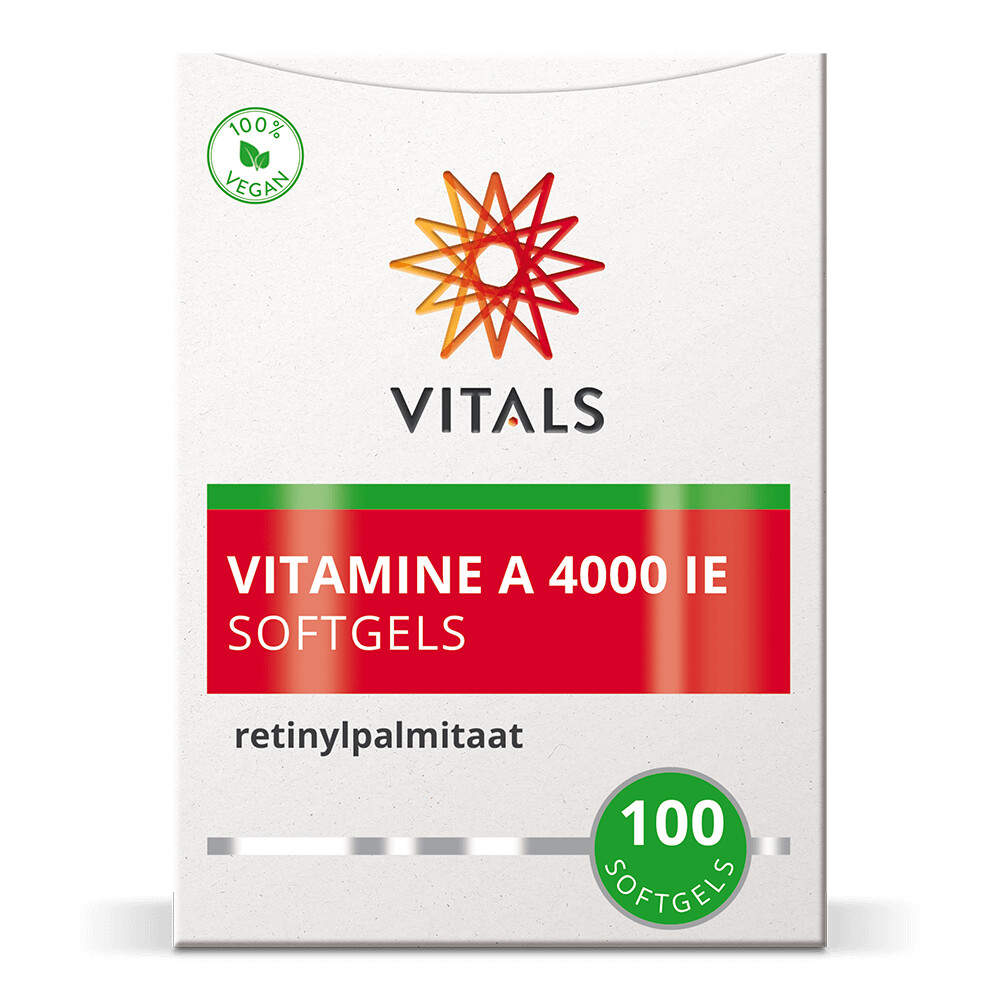 2x Vitals Vitamine A Retinylpalmitaat 4000ie 100 softgels