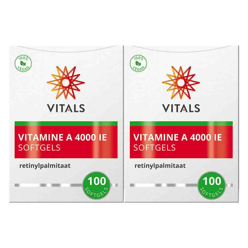 Gratis Verzending: 2x Vitals Vitamine A Retinylpalmitaat 4000ie 100 softgels