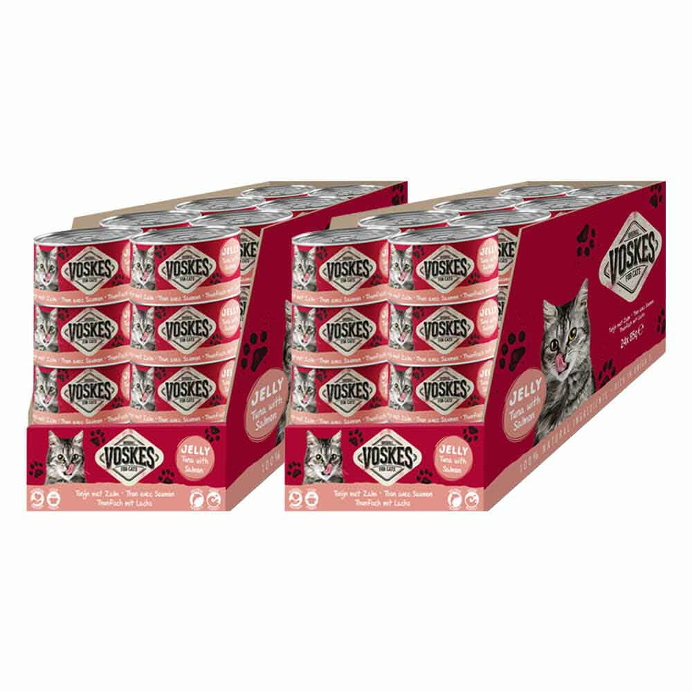 48x Voskes Kattenvoer Nat Tonijn met Zalm 85 gr