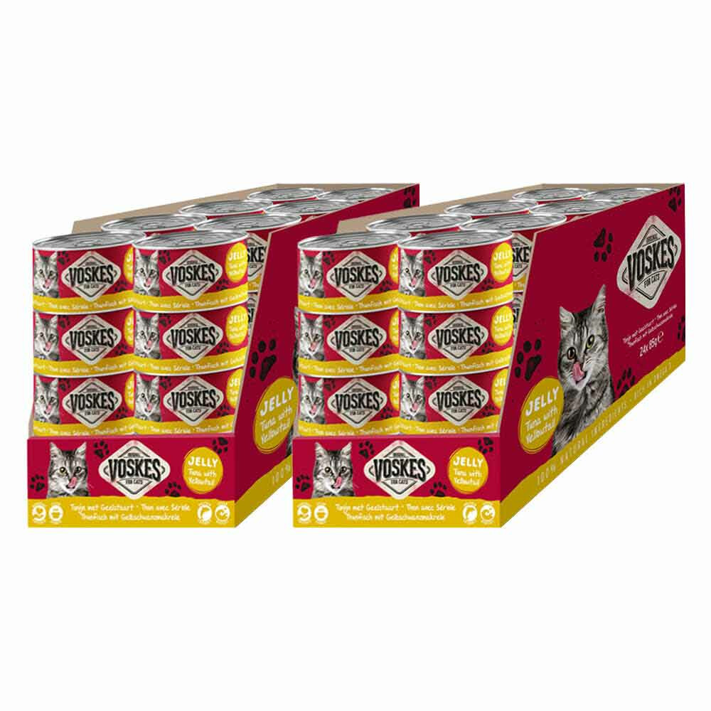 48x Voskes Kattenvoer Nat Tonijn met Geelstaart 85 gr