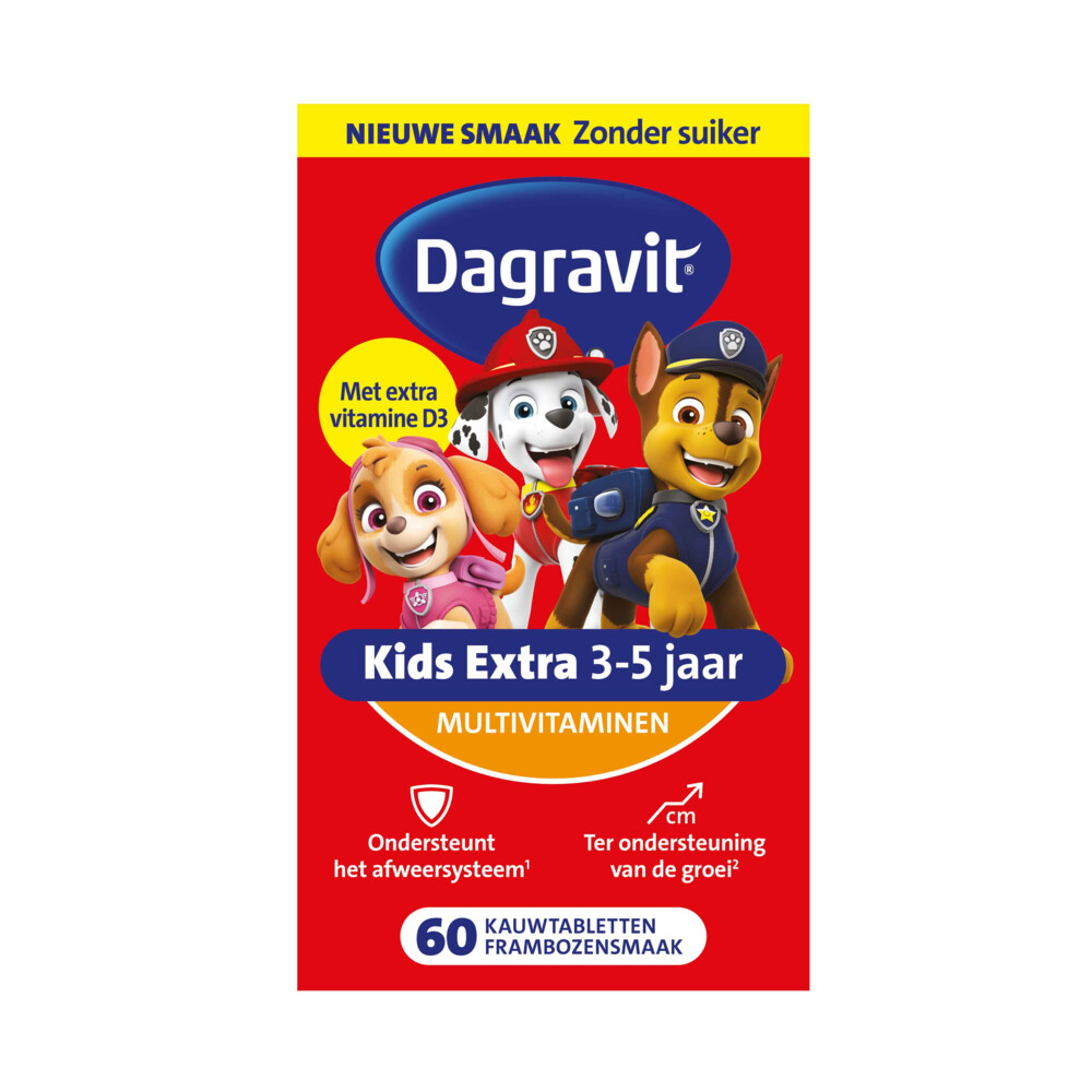 Dagravit Multivitamine Kids Xtra 3-5 Jaar Paw Patrol 60 Kauwtabletten