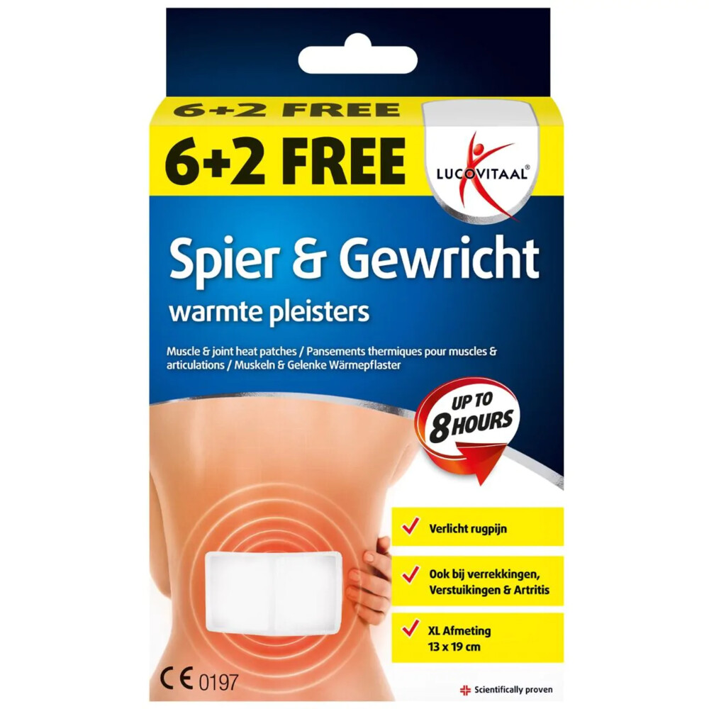 2+2 gratis: Lucovitaal Spier&Gewricht Warmtepleister Rug Maxi 8 stuks