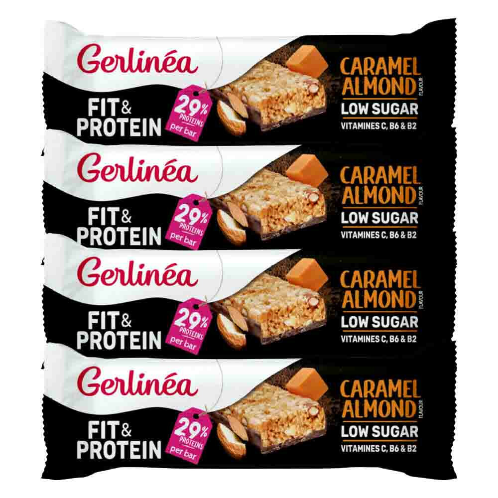4x Gerlinea Fit&Protein Reep Caramel Almond 45 gr