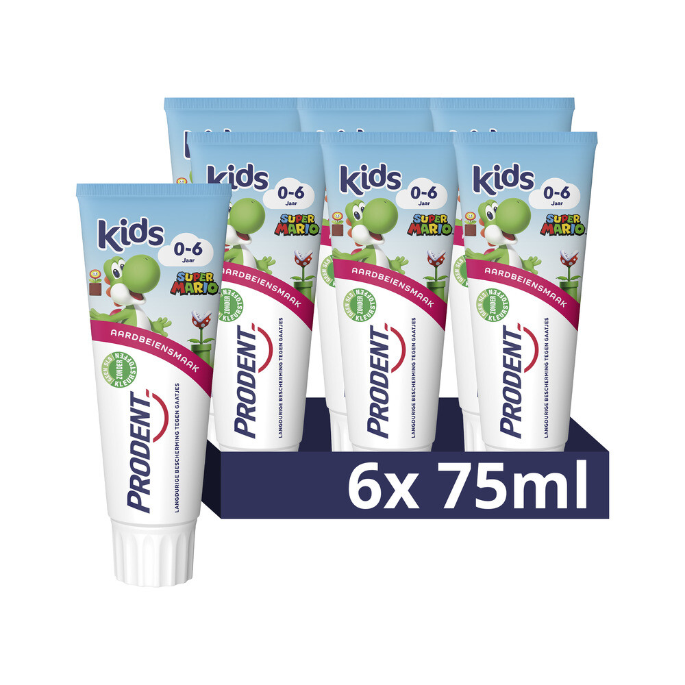 6x Prodent Tandpasta Super Mario 0-6 jaar 75 ml