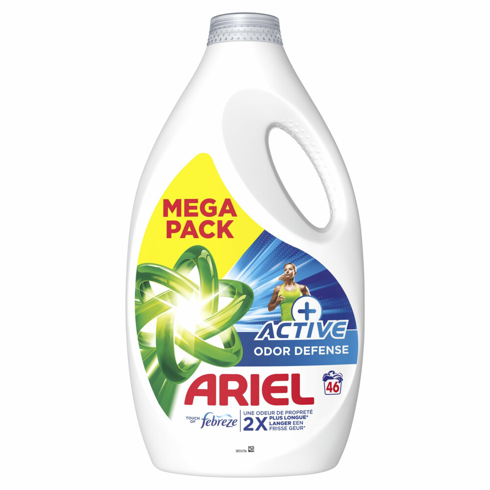 4x Ariel Vloeibaar Wasmiddel +Active Odor Defense 46 Wasbeurten 2070 ml