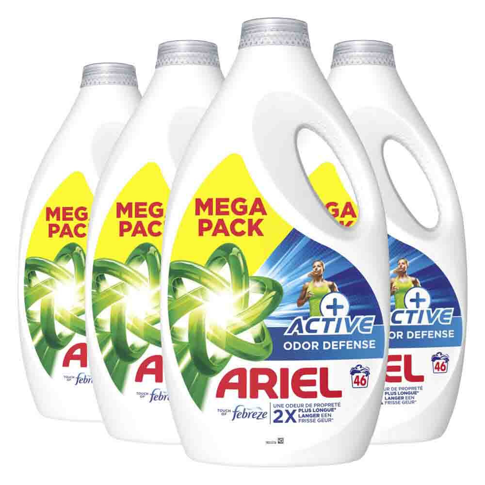 4x Ariel Vloeibaar Wasmiddel +Active Odor Defense 46 Wasbeurten 2070 ml