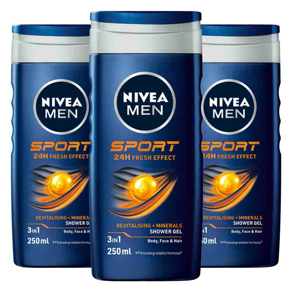 3x Nivea Men Sport Douchegel 250 ml