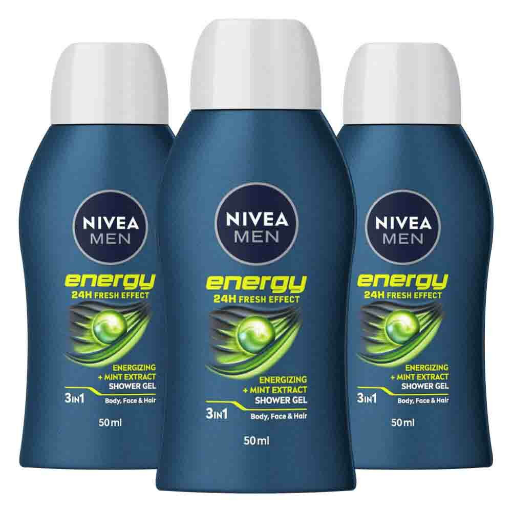 3x Nivea Men Douchegel Energy Mini Reisformaat 50 ml