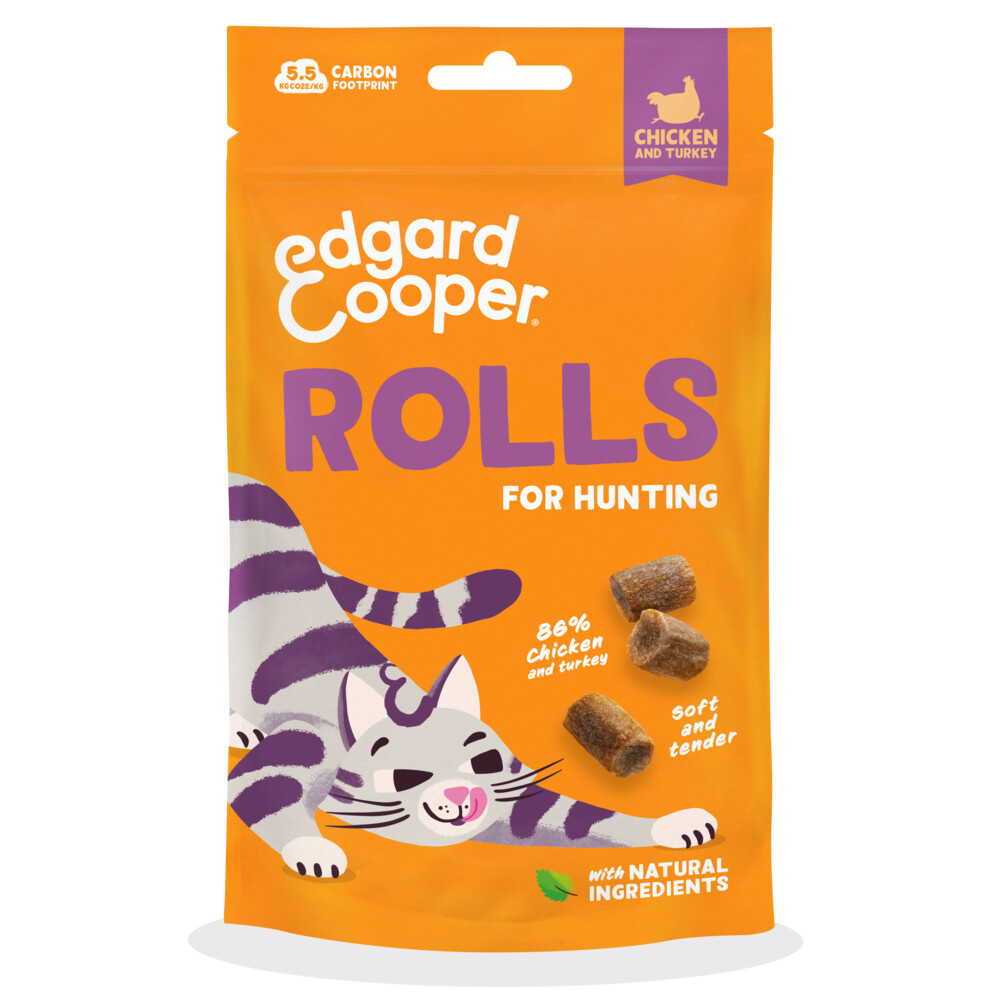 Edgard&Cooper Adult Rolls Kattensnack Kip&Kalkoen 45 gr