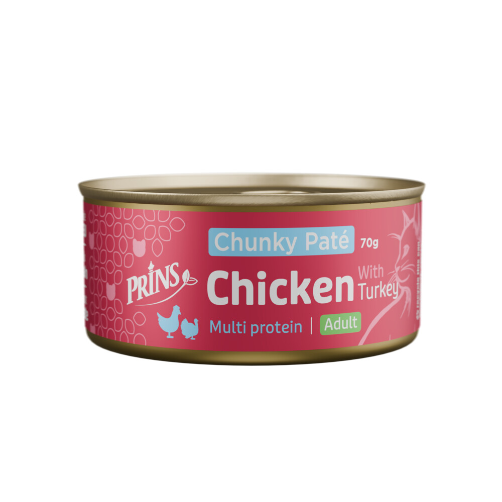 Prins Chunky Paté Kattenvoer Nat Kip & Kalkoen 70 gr