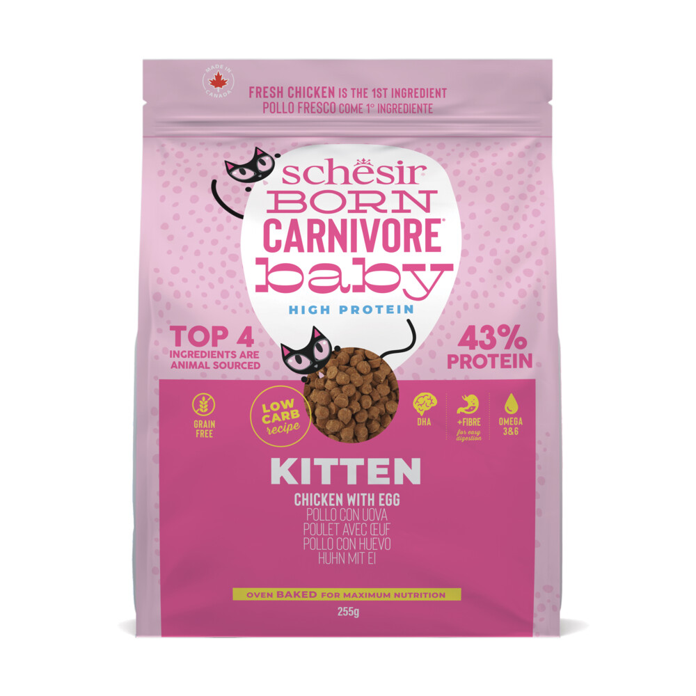 8x Schesir Born Carnivore Kitten Kattenvoer Chicken&Egg 255 gr
