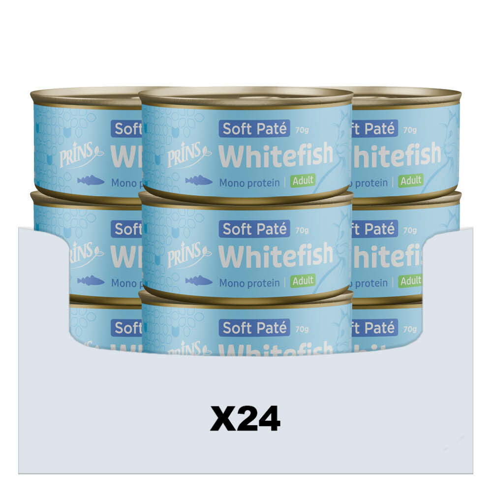 24x Prins Soft Paté Kattenvoer Nat Witvis 70 gr