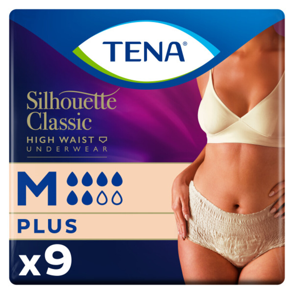 TENA Silhouette Classic Underwear High Waist Blanc Plus M 9 stuks