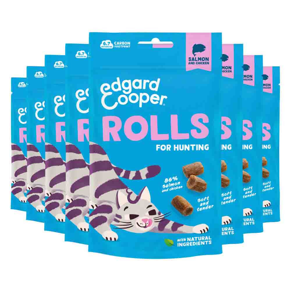 8x Edgard&Cooper Adult Rolls Kattensnack Zalm 45 gr