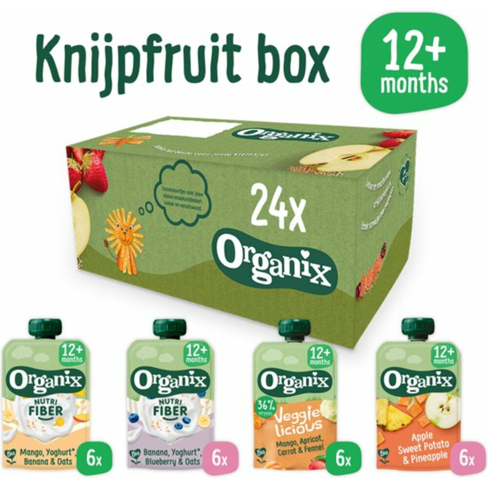 Organix Knijpfruit Box 12+ mnd - Mix van 4 smaken Pakket