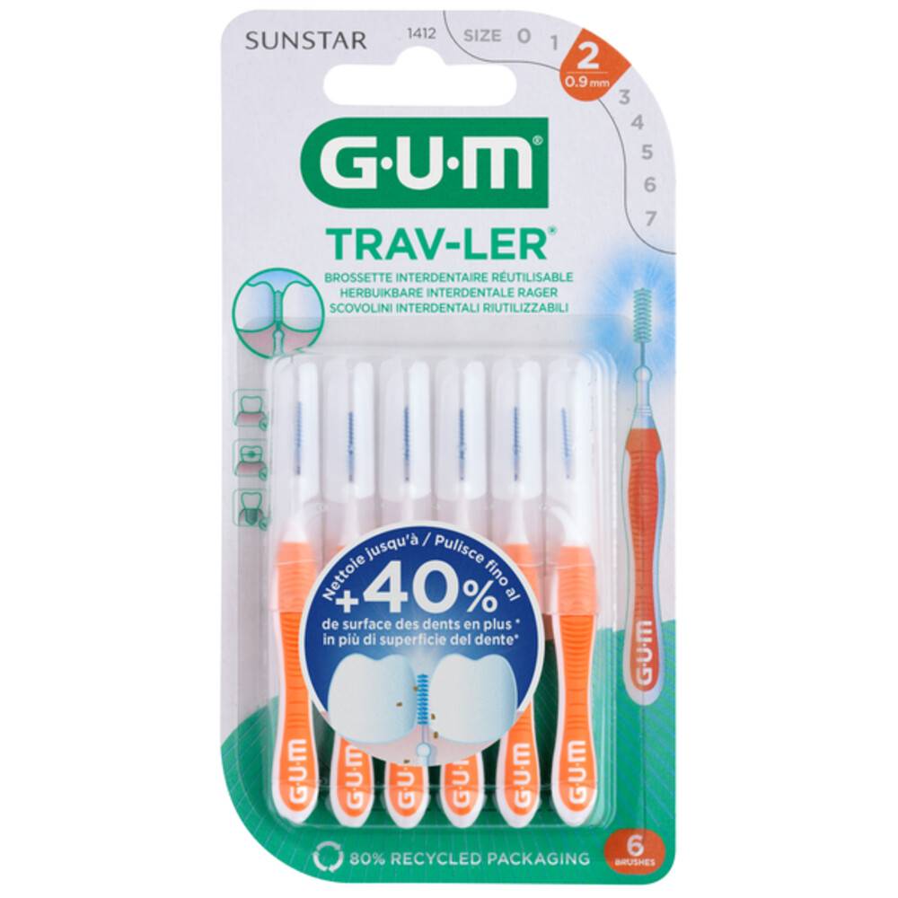 GUM Trav-Ler Ragers Oranje 0.9mm 6 stuks