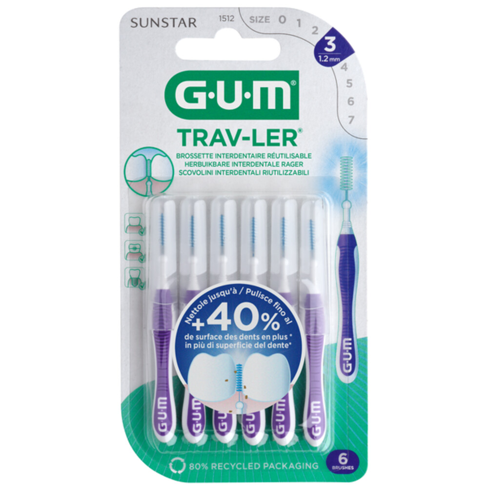 GUM Trav-Ler Ragers Paars 1.2mm 6 stuks