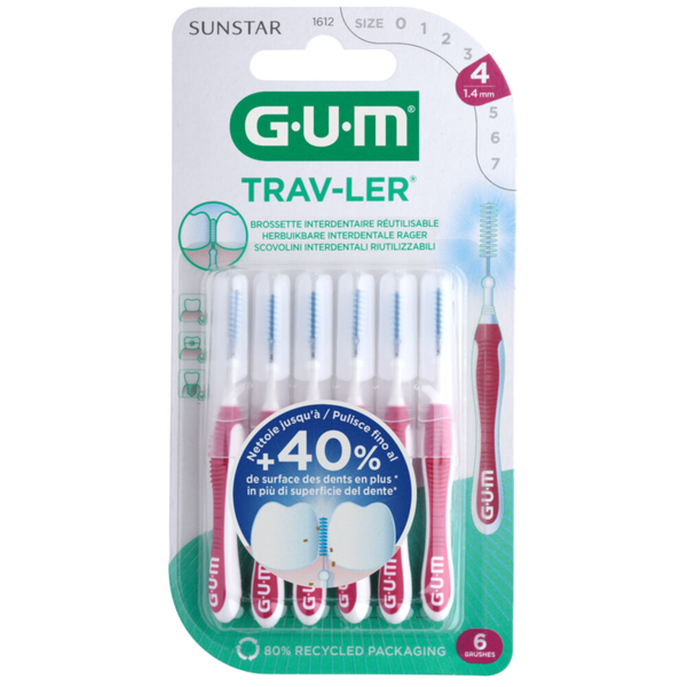 GUM Trav-Ler Ragers Aubergine 1.4mm 6 stuks