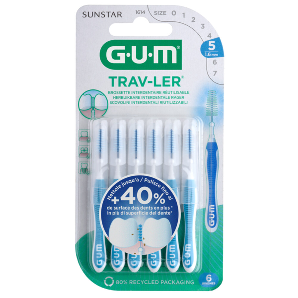 3x GUM Trav-Ler Ragers Blauw 1.6mm 6 stuks