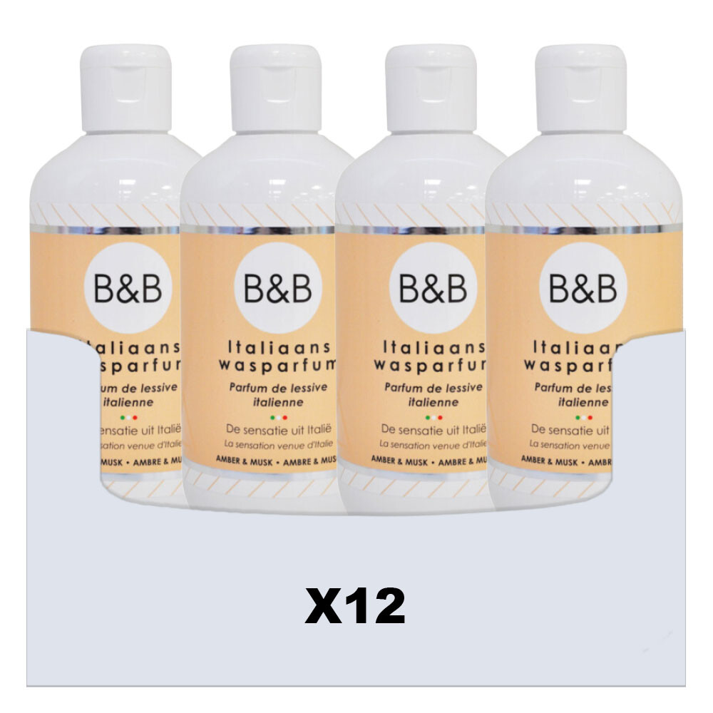 12x B&B Italiaanse Wasparfum Amber & Musk 250 ml
