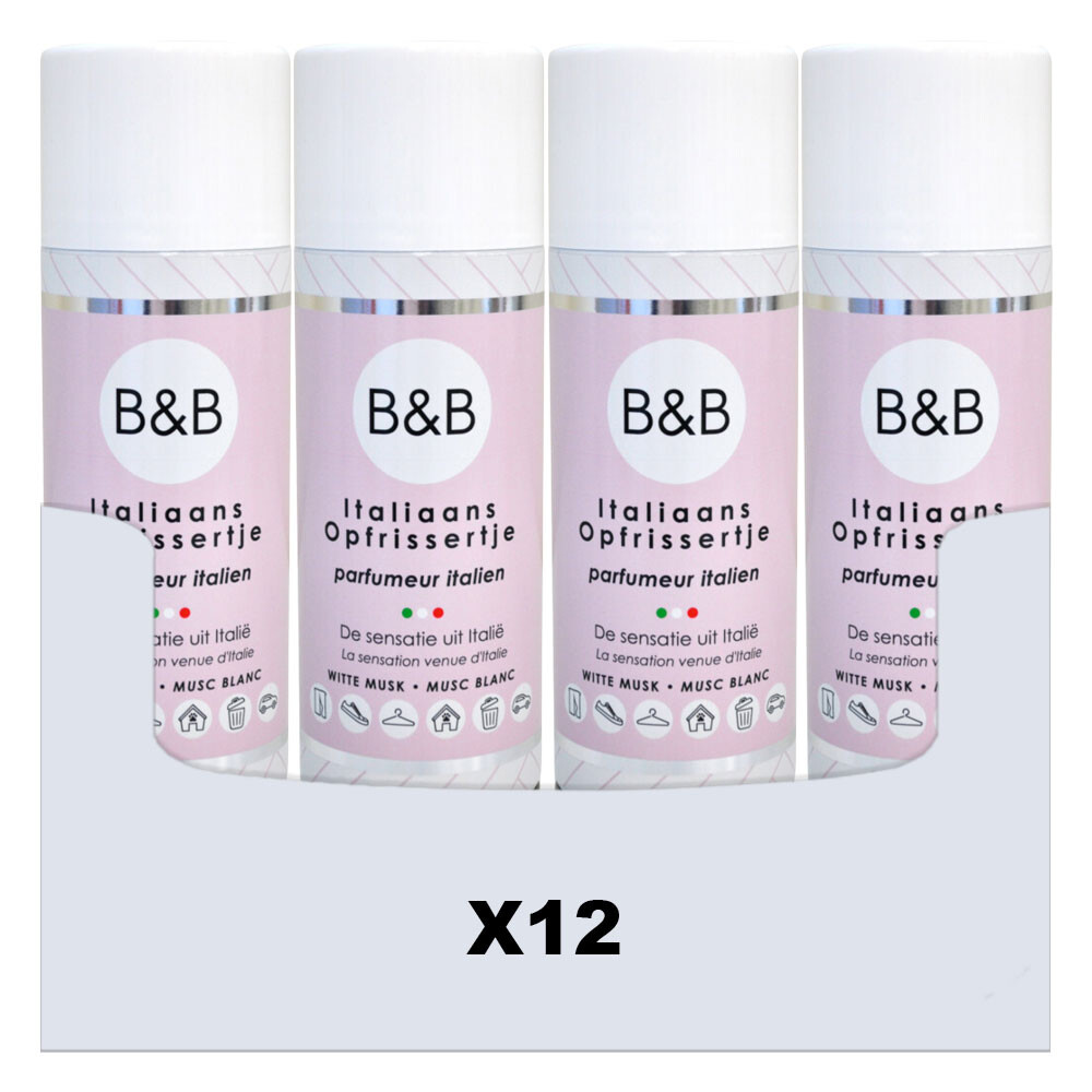 12x B&B Italiaanse Wasparfum Opfrissertje Witte Musk 400 ml