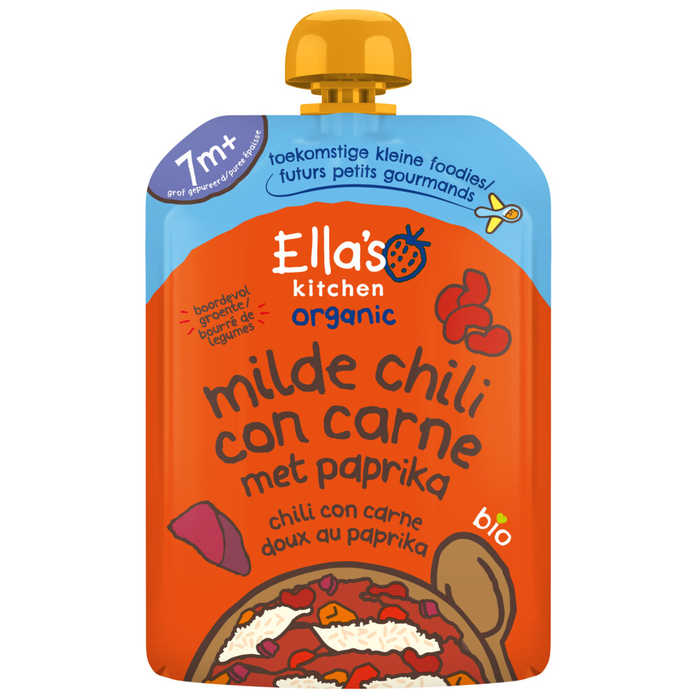 6x Ella's Kitchen Milde Chili Con Carne Paprika 7+ m 130 gr