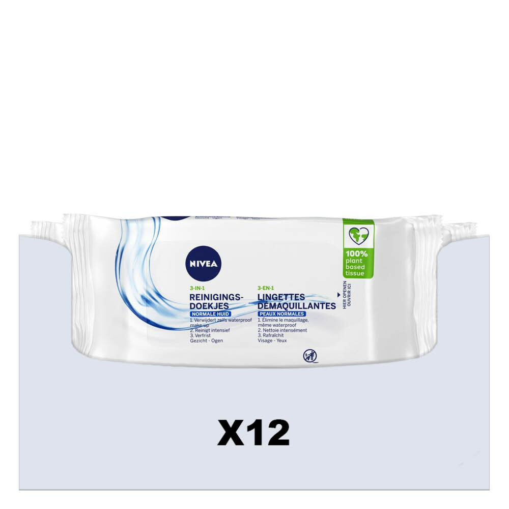 12x NIVEA Reinigingsdoekjes Mini Verfrissend 7 stuks