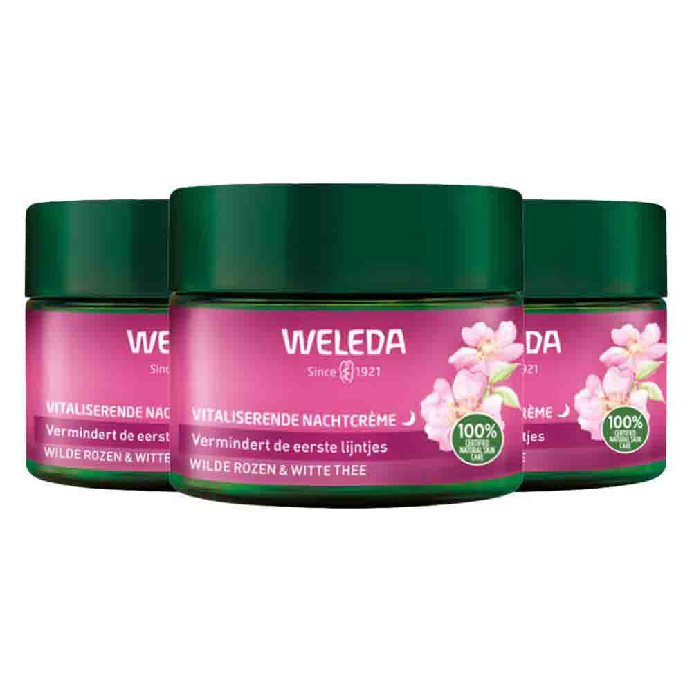3x WELEDA Wilde Rozen & Witte Thee Vitaliserende Nachtcrème 40 ml