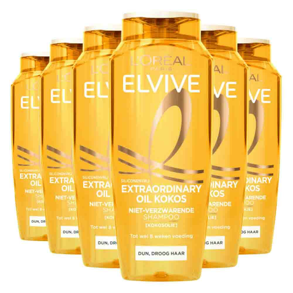 6x L'Oréal Elvive Extraordinary Oil Shampoo Kokos 250 ml