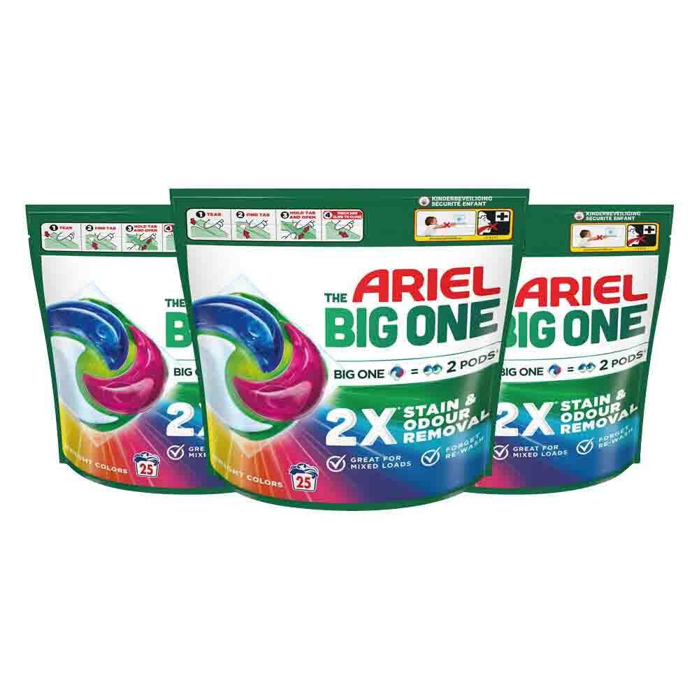 3x Ariel 3in1 Wasmiddel Pods The Big One Color 25 stuks