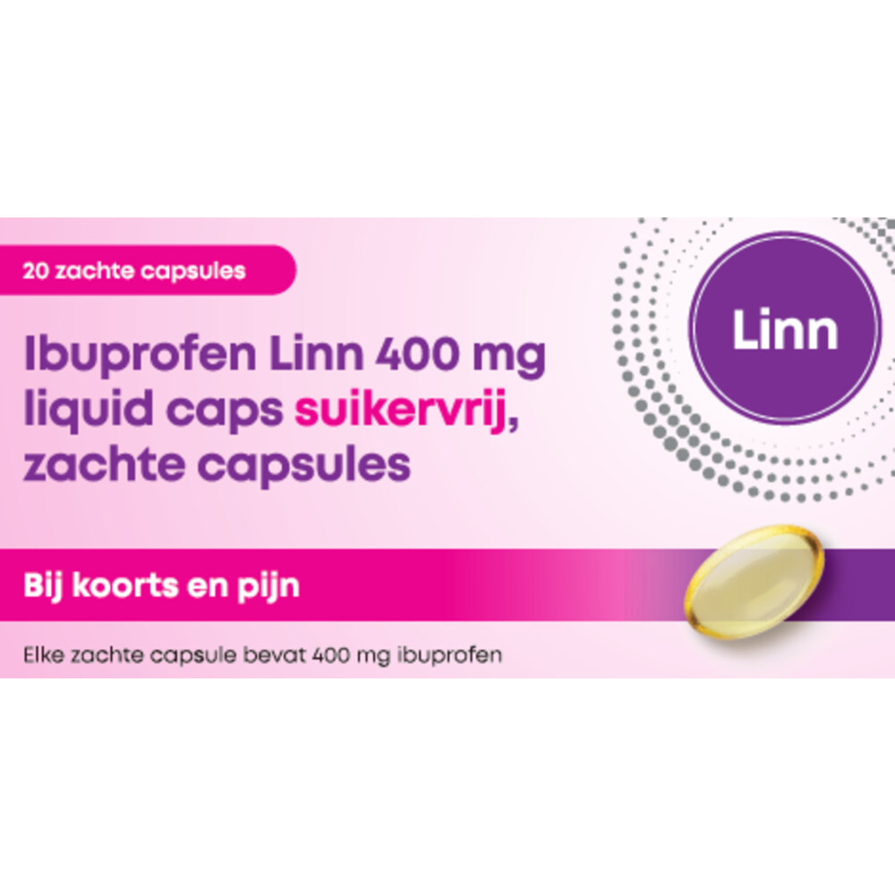 Linn Ibuprofen 400 mg Suikervrije Liquid Cap 20 capsules