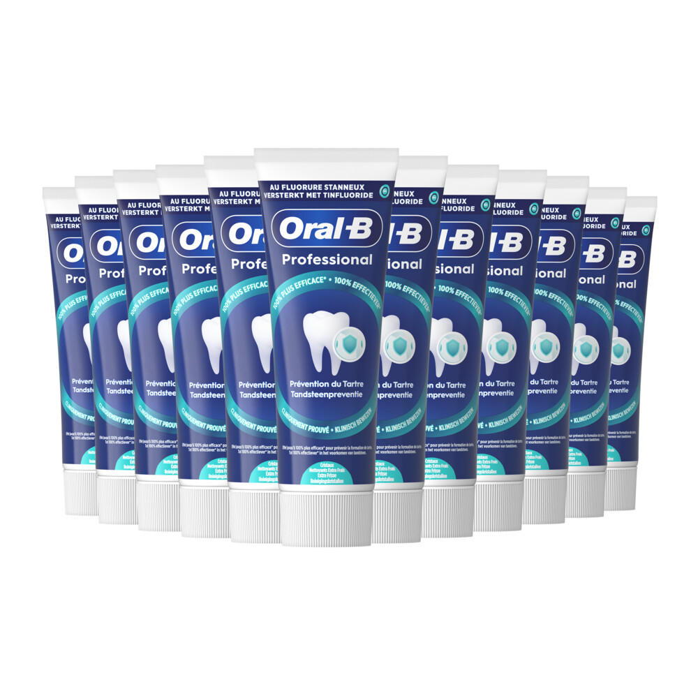 2+2 gratis: 12x Oral-B Tandpasta Professional Tandsteencontrole Reinigingskristallen Extra Fris 75 ml
