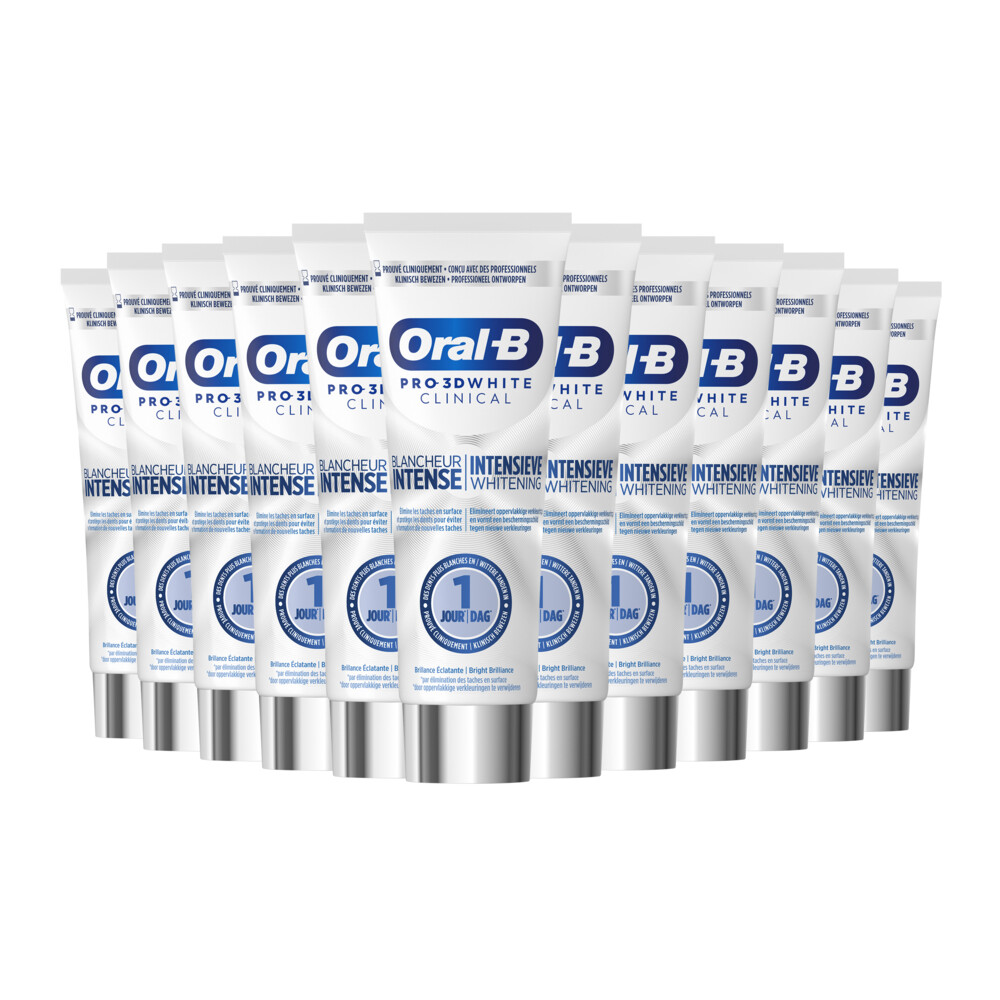 2+2 gratis: 12x Oral-B Tandpasta Pro 3D White Clinical Bright Brilliance 75 ml
