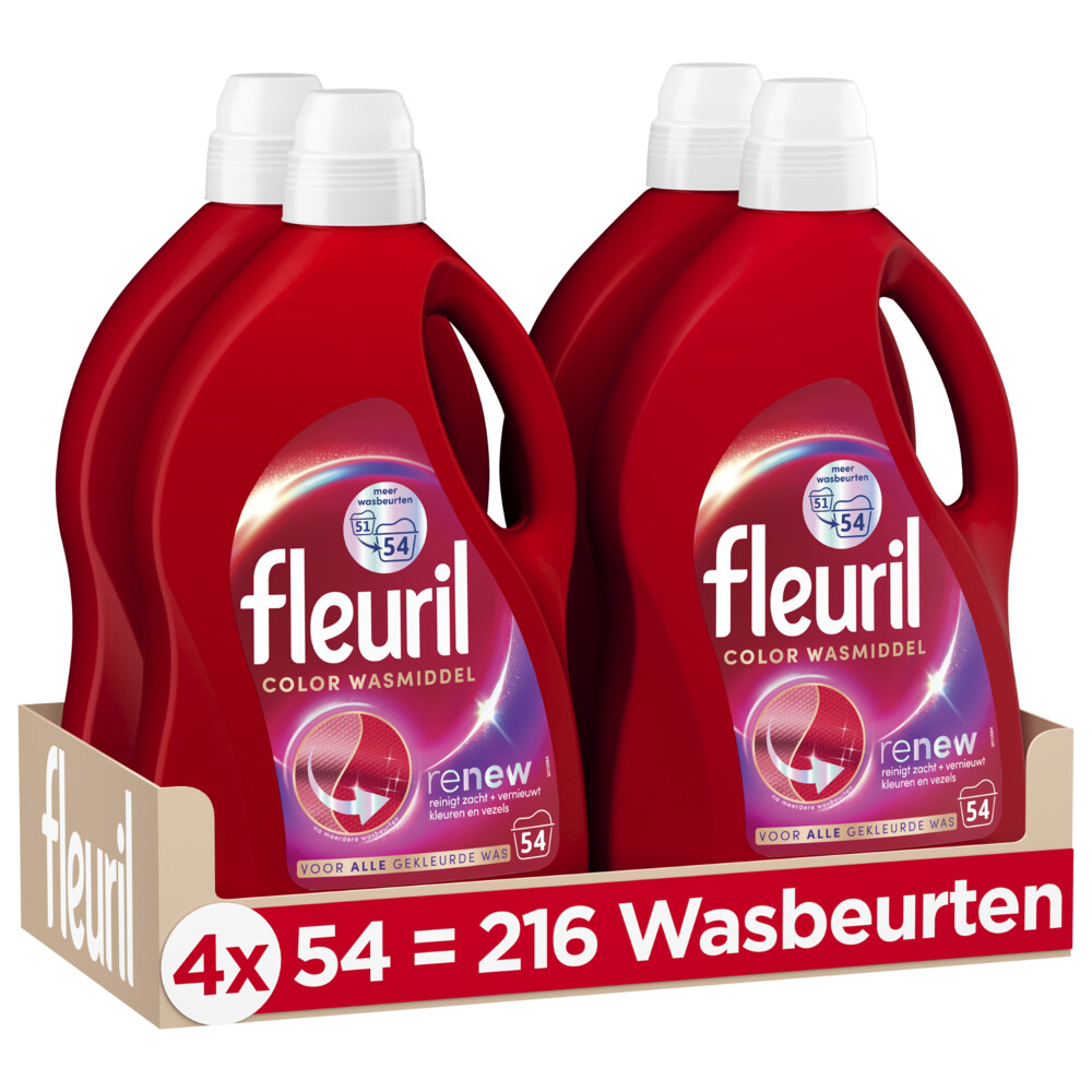 4x Fleuril Wasmiddel 54 wasbeurten Color 2,430 liter