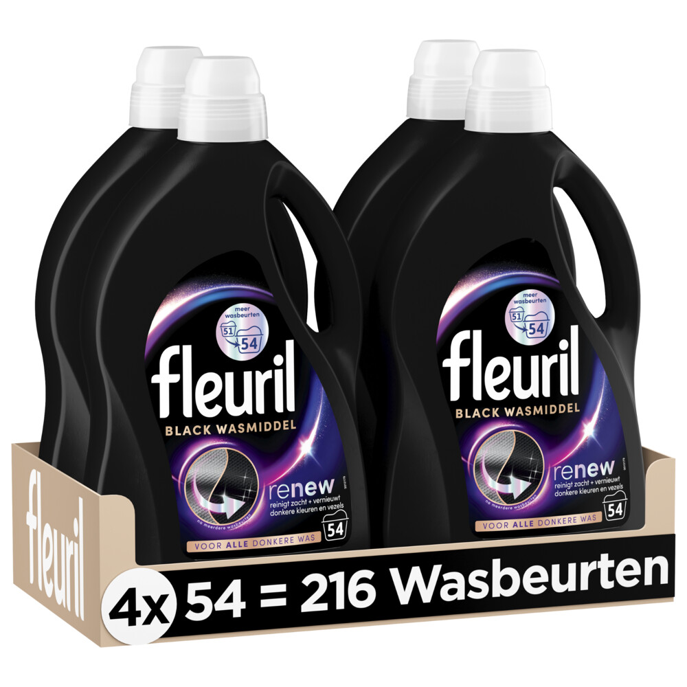 4x Fleuril Wasmiddel 54 wasbeurten Black 2,430 liter