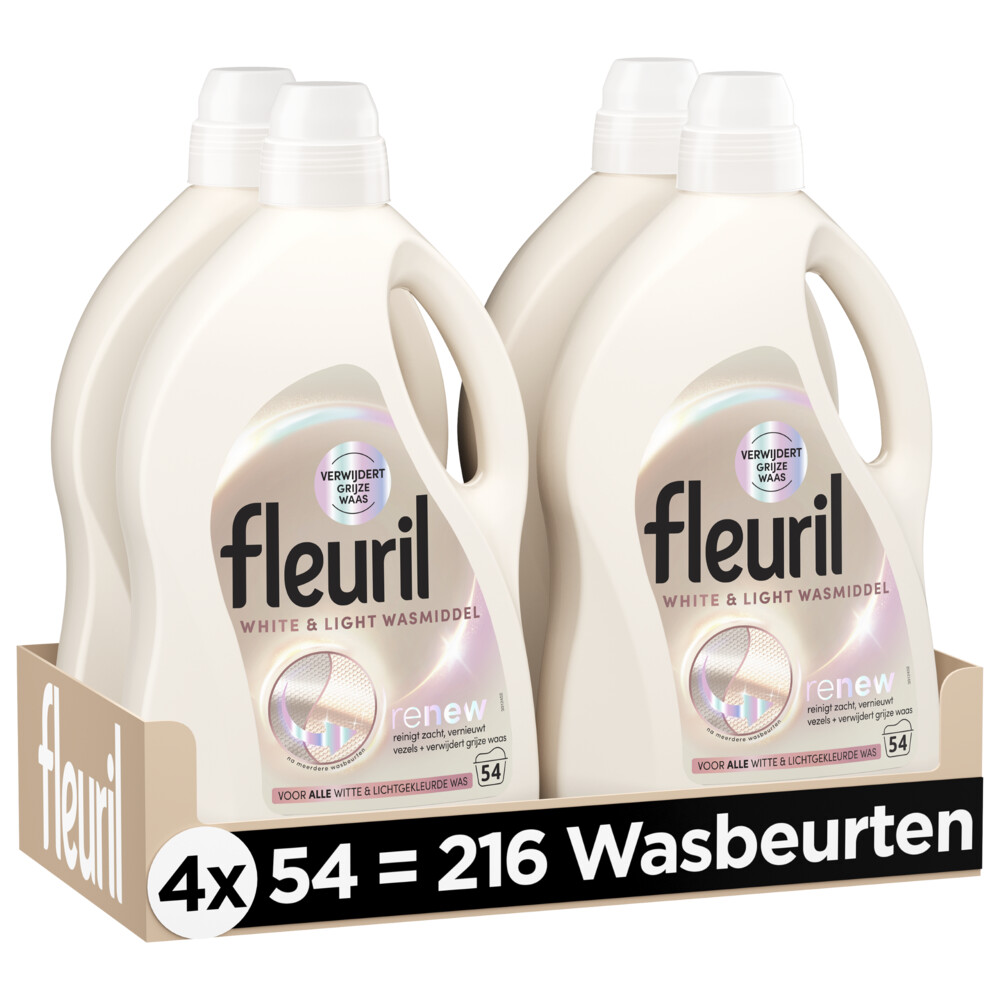 4x Fleuril Wasmiddel 54 wasbeurten White&Light 2,430 liter