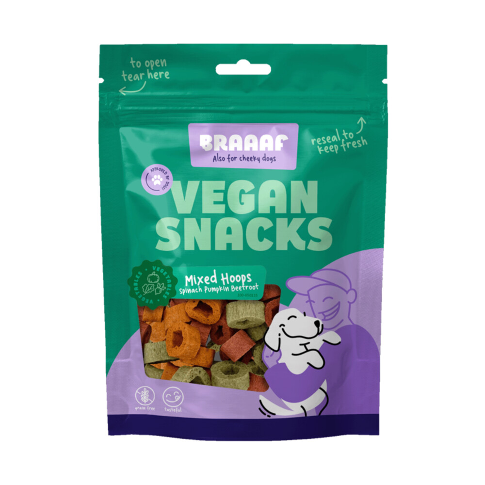 Braaaf Mixed Hoops Spinach Pumpkin Beetroot Hondensnack 80 gr