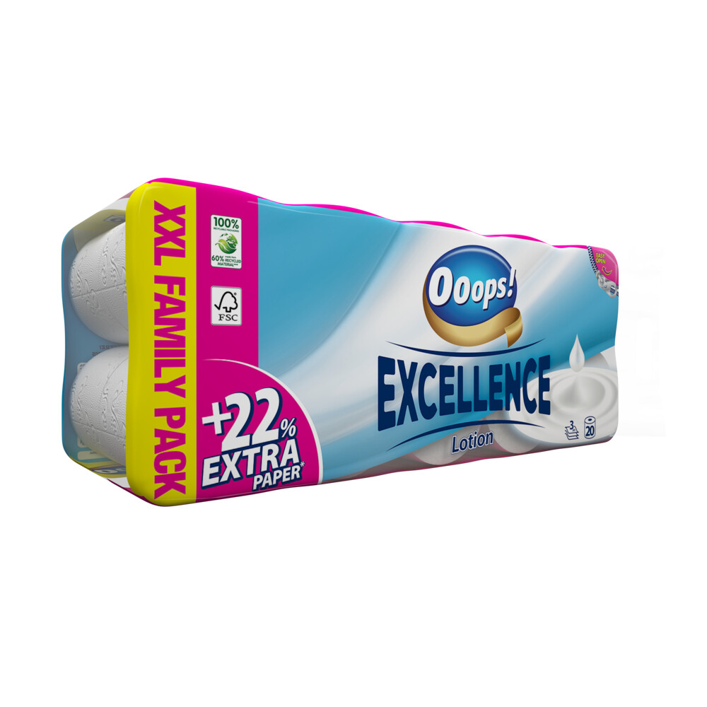 3x Ooops! Toiletpapier Excellence Lotion 3-laags 20 stuks