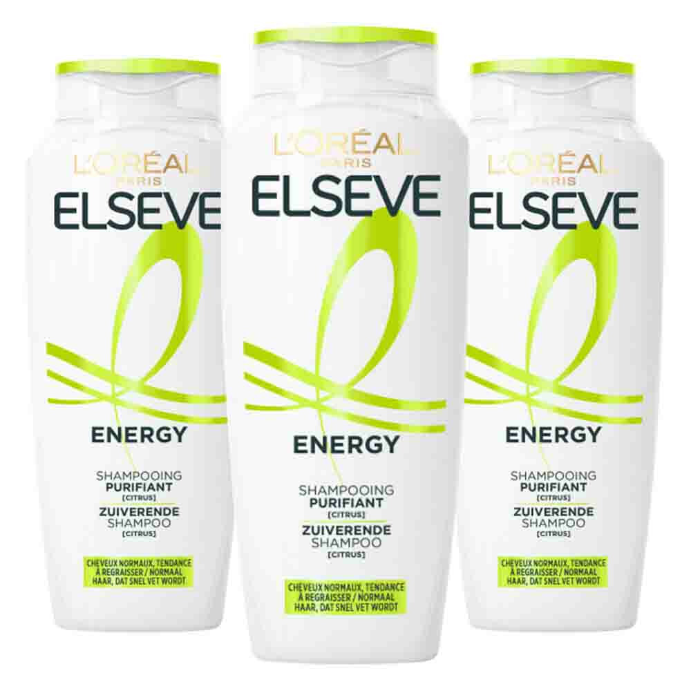 3x L'Oréal Elseve Energy Shampoo 250 ml